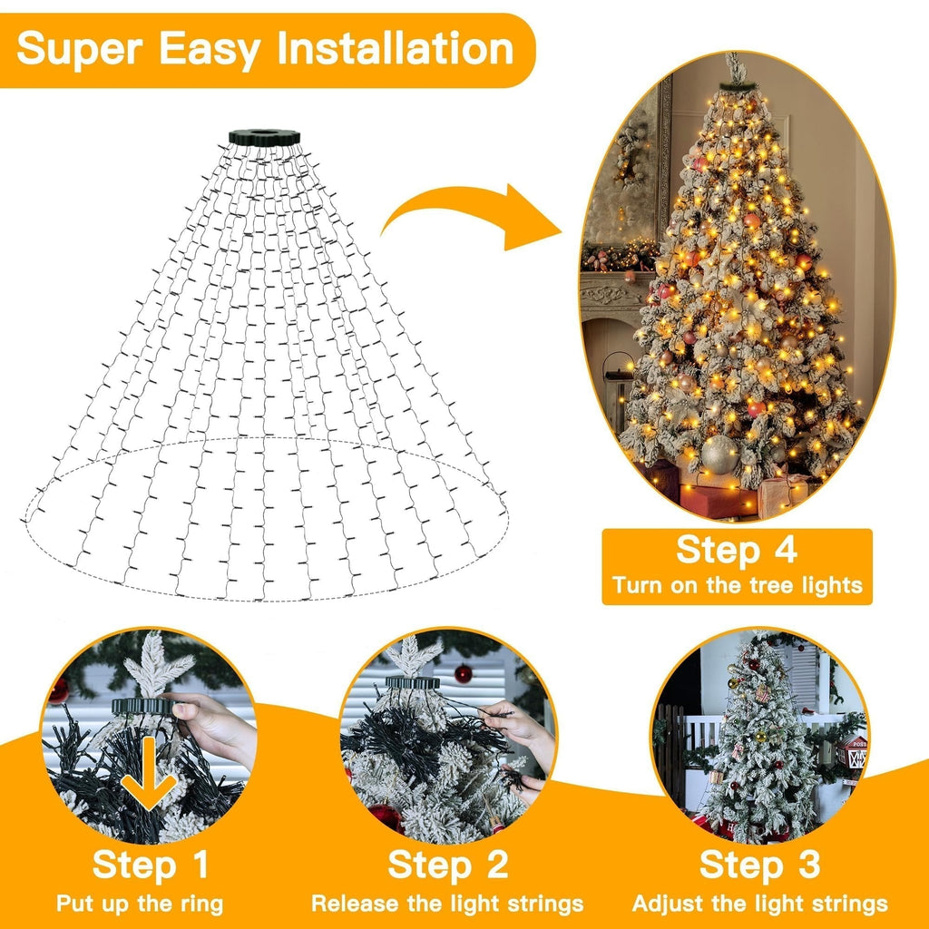 Kaerra - Anello di Luci a Cascata per Albero di Natale