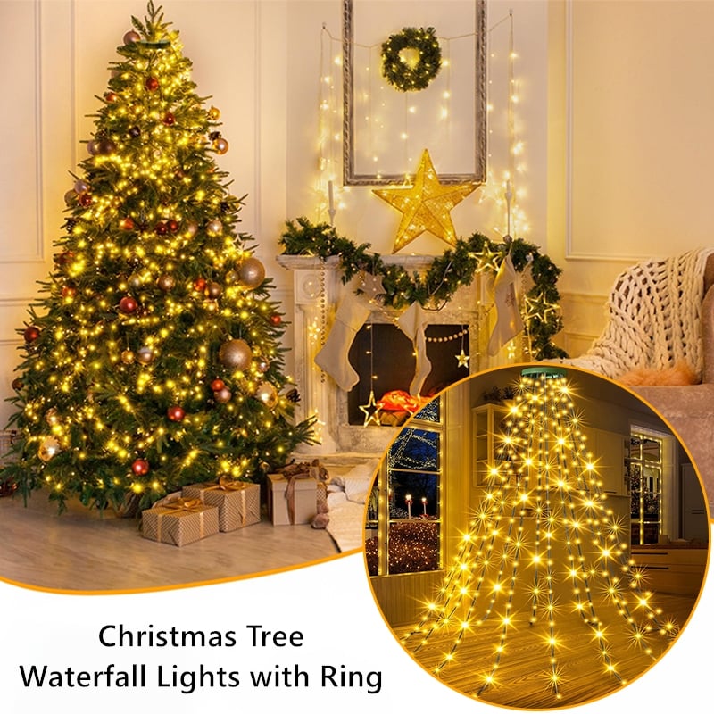 Kaerra - Anello di Luci a Cascata per Albero di Natale