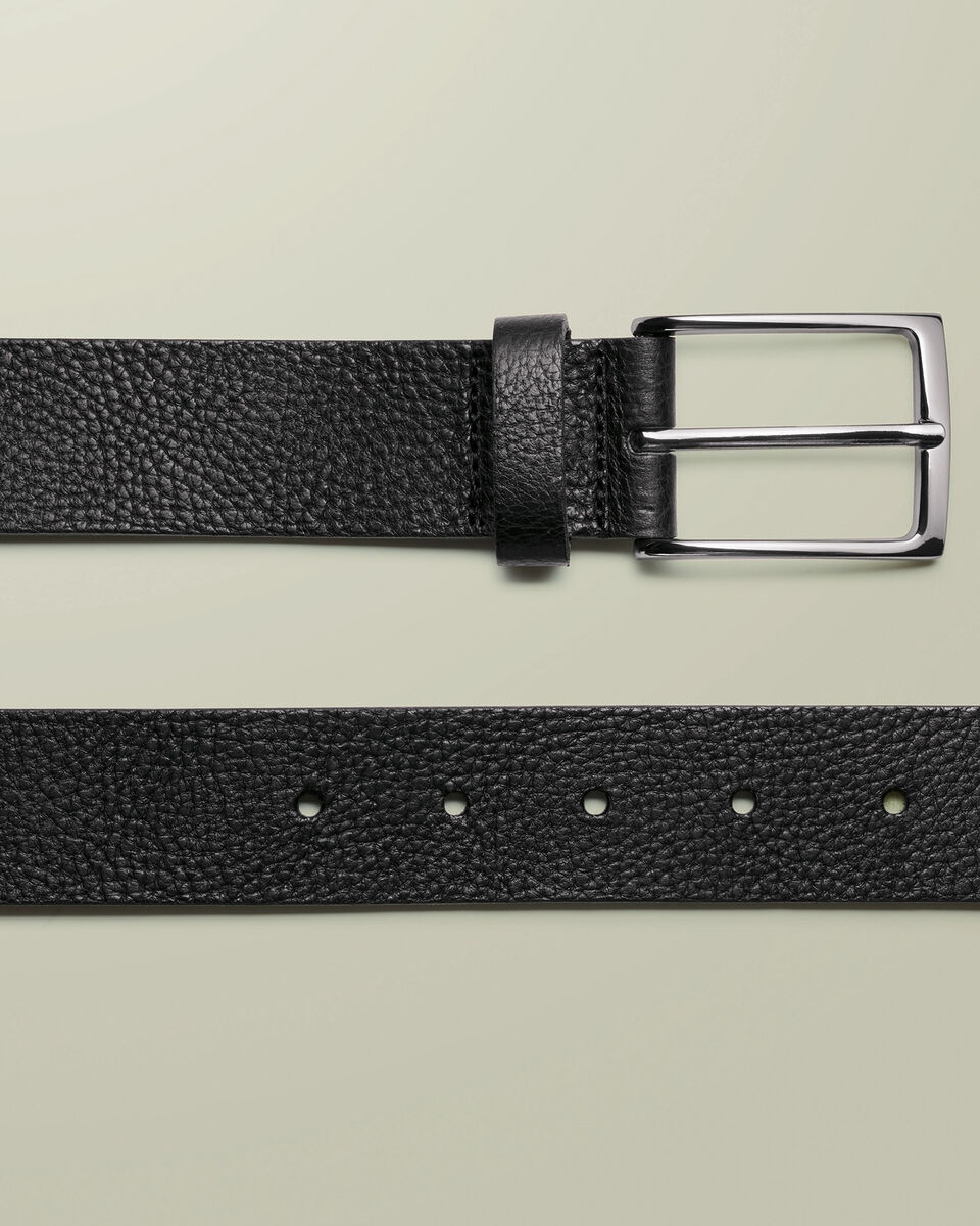 Dorian™ Cintura da uomo – Pelle nera con trama marcata