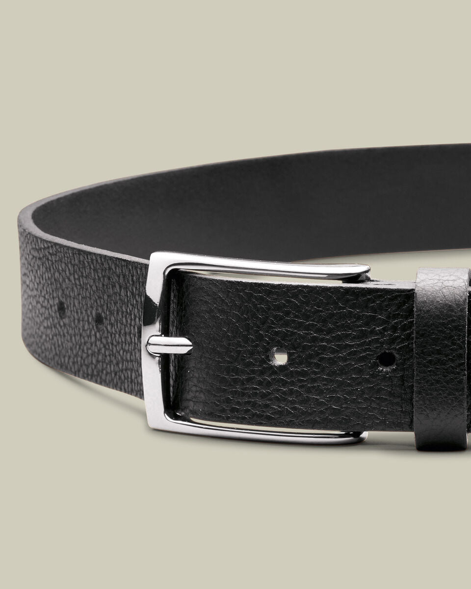 Dorian™ Cintura da uomo – Pelle nera con trama marcata